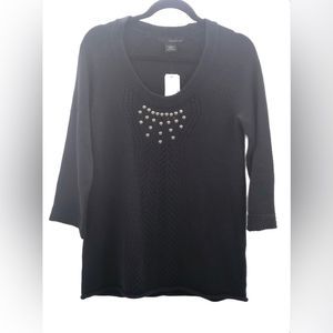 NWT CALVIN KLEIN knitted black sweater with studs